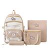 New Student Schoolbag Cute Cartoon Backpack Simple Lightweight Large Capacity Backpack Four-piece Set for Primary and Secondary Schools