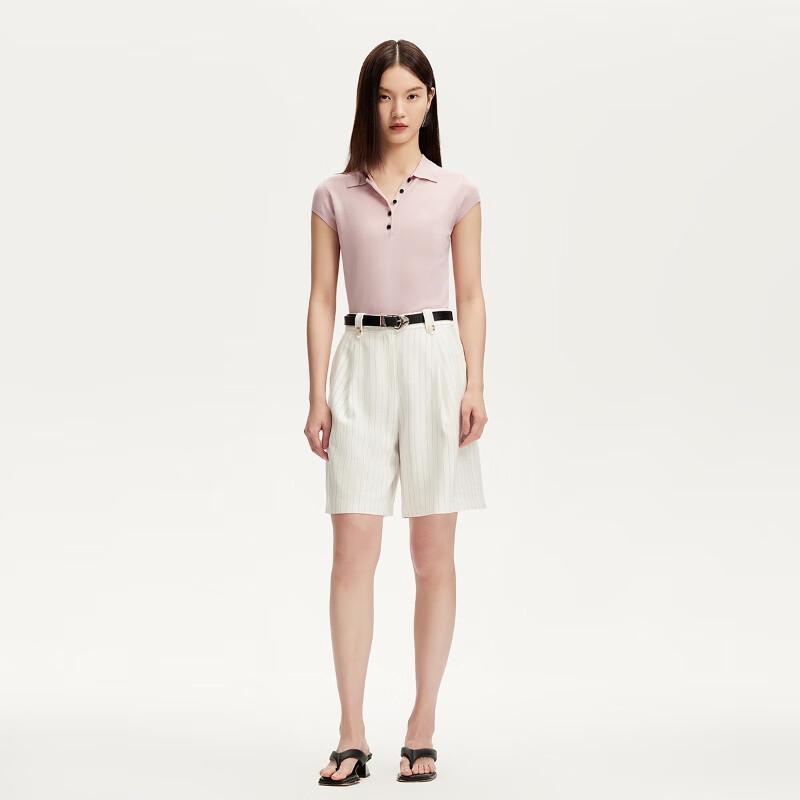 VEROMODA Women's Lyocell Blend Polo Knit Top with Button Detail