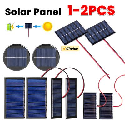 1/2 Stück Mini Kleines Solarmodul 100MA 1W 3V DIY Polysilizium Solar Epoxid Solarzelle Ladegerät mit Kabel für 2-3V Batterieaufladung