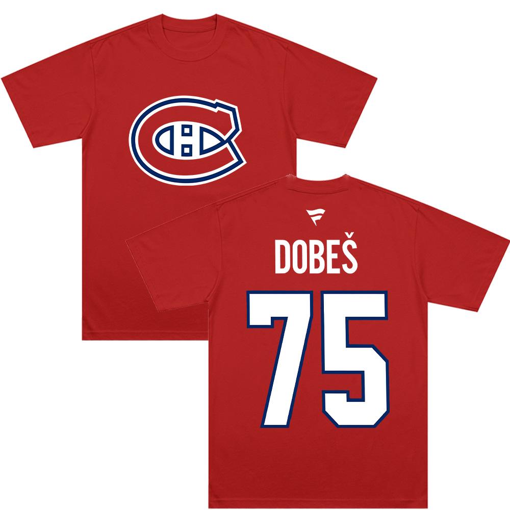 Jakub Dobes Montreal Canadiens Fanatics T Shirts Montreal Canadiens Name & Number Tops Fahsion Women Men High Quality Cotton Tee XS красный