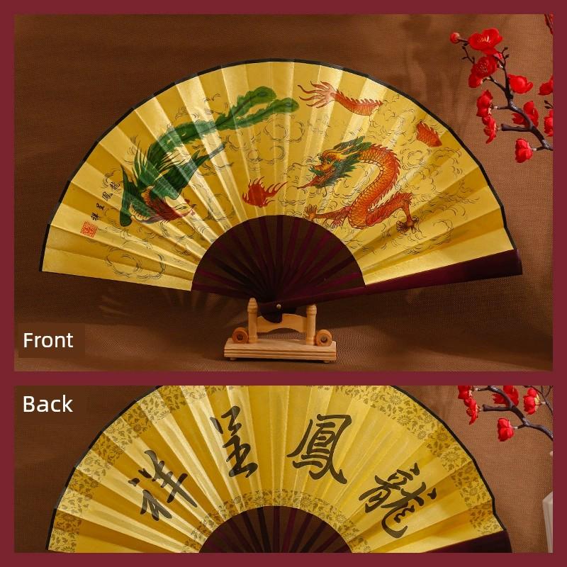 Gift Advertising Fan Chinese Ancient Style 10-Inch Men's Folding Fan Scenic Spot Raw Silk Male Fan Fan Engraved Logo