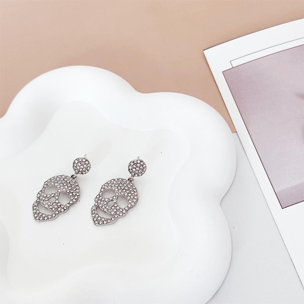 Halloween Skull Funny Ear Stud Scary CZ Dangle Earrings Heads Zircon A Holiday Party Earrings For Women Girls A gift