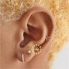 S925 Sterling Silver Geometric Moon Cartilage Earrings with Flat Head Threaded Studs