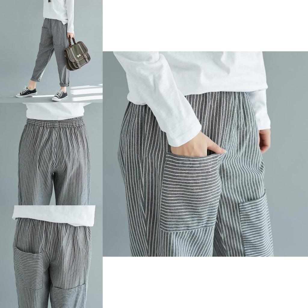 Women's Plus Size Harem Pants With Stylish Stripes And Comfortable Casual Fit