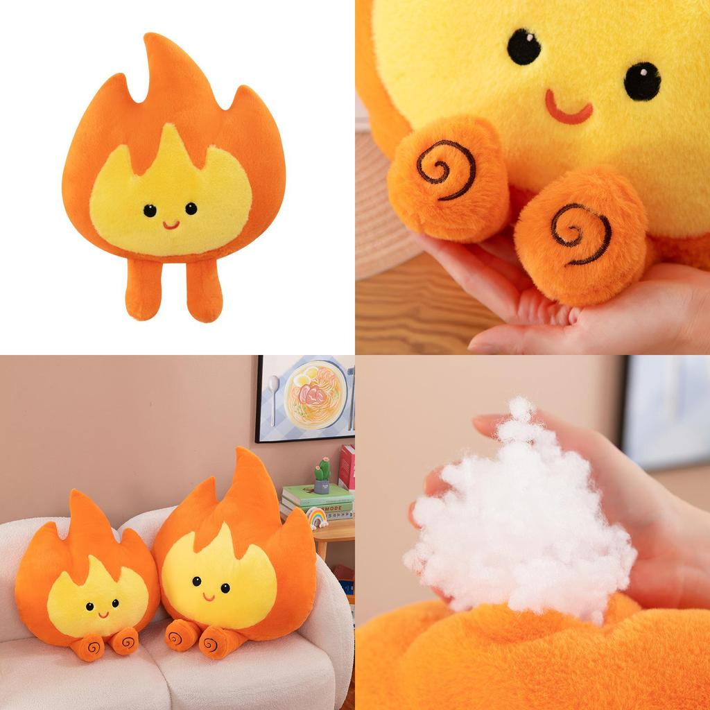 Cute Cartoon Flame Plush Toy Pillow Adorable Fire Element Stuffed Cushion Gift For Her
