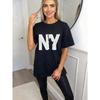 Γυναικείο oversized t-shirt με στάμπα New York Stamp με το άγαλμα της ελευθερίας