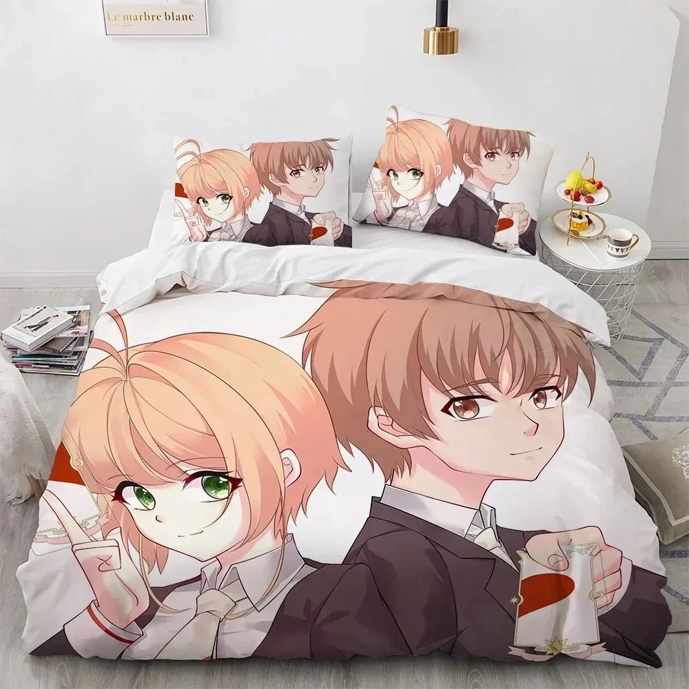 3D Cardcaptor Sakura Bettwäsche-Set Bedrucktes Bettwäsche-Set Mit Kissenbezug Bettbezug Weich Einzel Doppel Queen King Size Heimtextilien