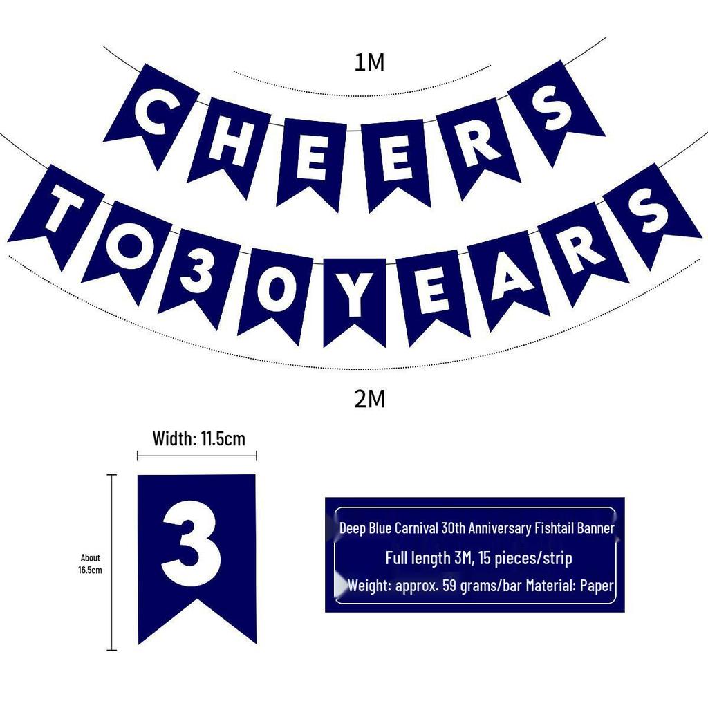 Birthday & Holiday Fishtail Bunting Banner for Parties