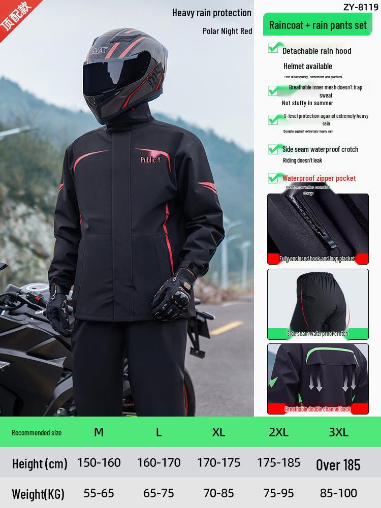 Qi An Ga Mian Adult Reflective Waterproof Cycling Raincoat and Pants Set