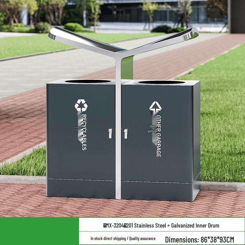 JPHZNB Outdoor Stainless Steel Trash Can