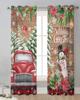 Snowflake Christmas Snowman Redwood Truck Voile Curtains Bedroom Tulle Window Curtain Living Room Sheer Curtains Blinds Drapes