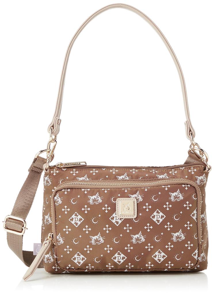 WACHIFIELD T2O Lightweight Water-Repellent Shoulder BagHandbag with Wallet, Perfect for Women, Dayan Cat Design, WTSK-01 (Oak)