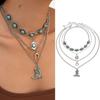 Bohemian Turquoise Chain Choker Vintage Clavicle Chain Multi Layer Necklace  Jewelry Gift