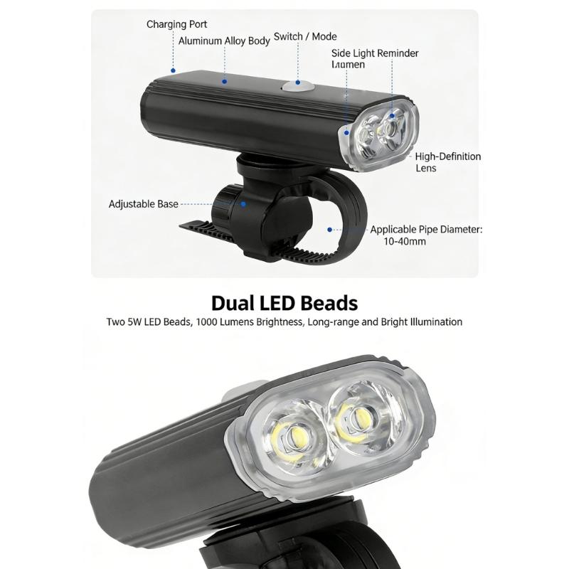 Bicycles Head Light Rechargeable Safety Night Ridings Waterproof LED Bicycles Front Lamp Easy Mounts Cycling Front Light
