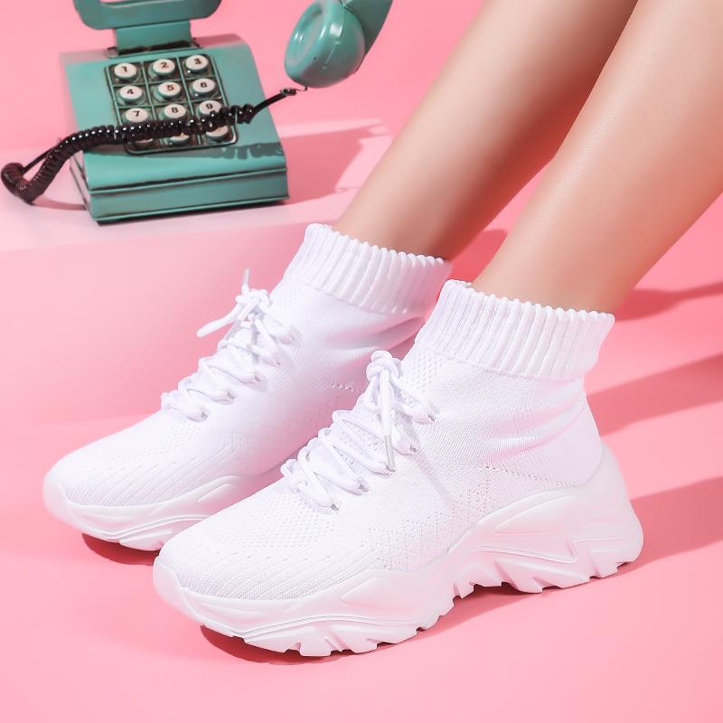Sexy Sock Boots Knitting Stretch Boots Warm High Heels For Women Fashion Knee High Boots Spring Autumn Women Booties Female