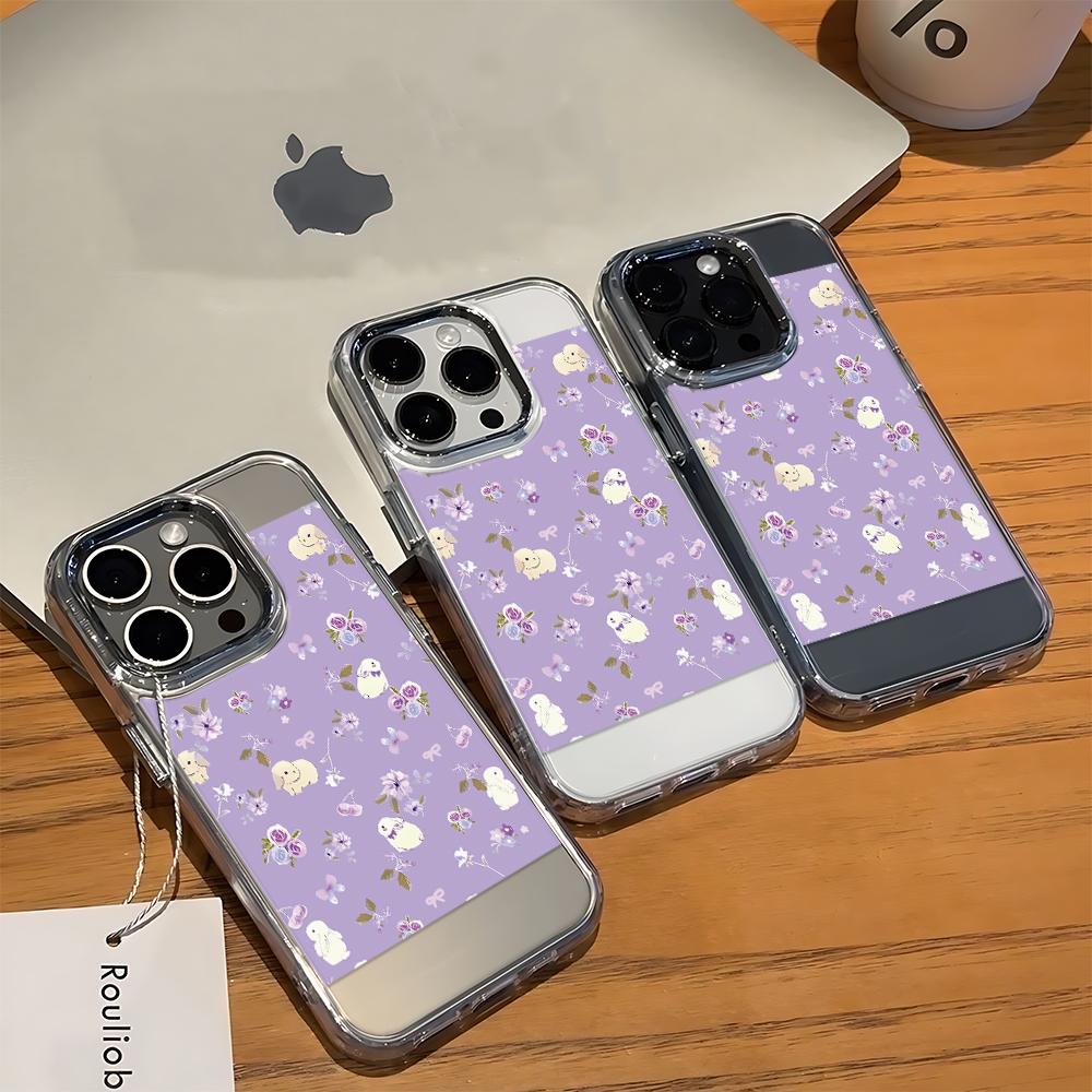Fragrant Taro Rabbit Flowers Phone Case For Iphone 17 17E 16E 13 ProMax 15 14Plus 12 11 16 Ultra Exquisite Anti-Drop Cover Coque