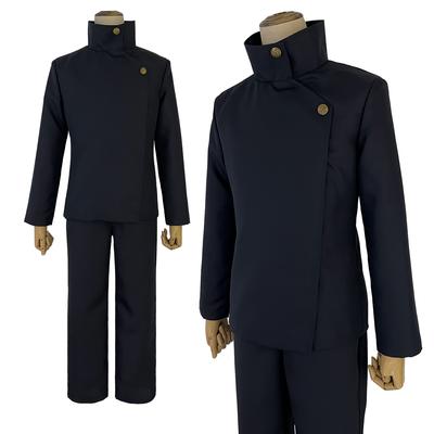 HOLOUN Jujutsu JJK Manga Anime Fushiguro Megumi Cosplay Kostým Paruka Tmavě modrá Bunda Kalhoty Jednotná Růže Síť Syntetický Halloween