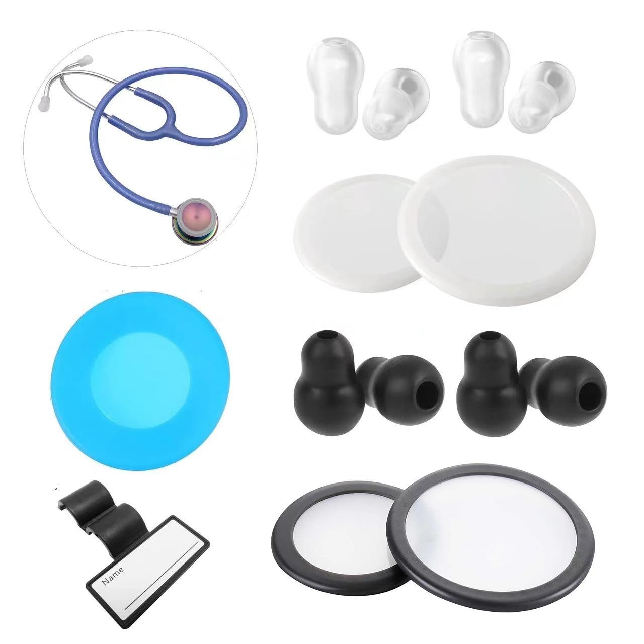 14Pcs Littmann Stethoscope Accessories Replacement Parts, 4 Pairs Soft Stethoscope Ear Tips Pieces Earplug Earbud Replacement Diaphragm Drum Cover