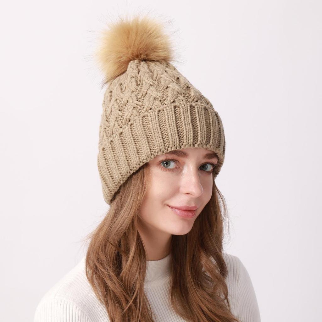 Dámska plyšová čiapka zo zhrubnutej vlny jeseň zima vonku chladuvzdorná pletená čiapka udržujúca teplo