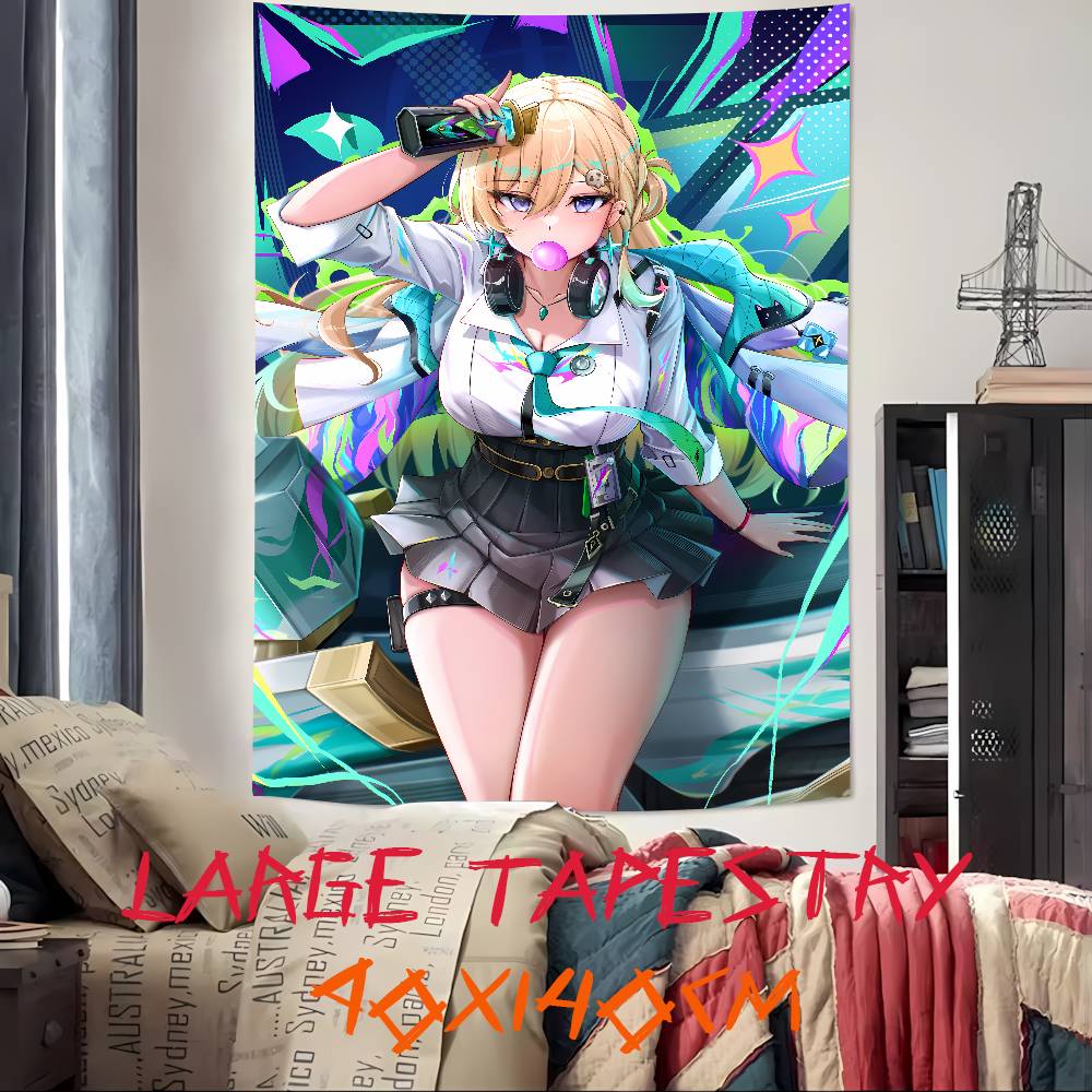 Kawaii Hot Pretty Cute Girl Lynae Popular Cool WuWa Gaming Tapestry Wall Cloth Tapestries Decor Wall Carpet Bedroom Decoration