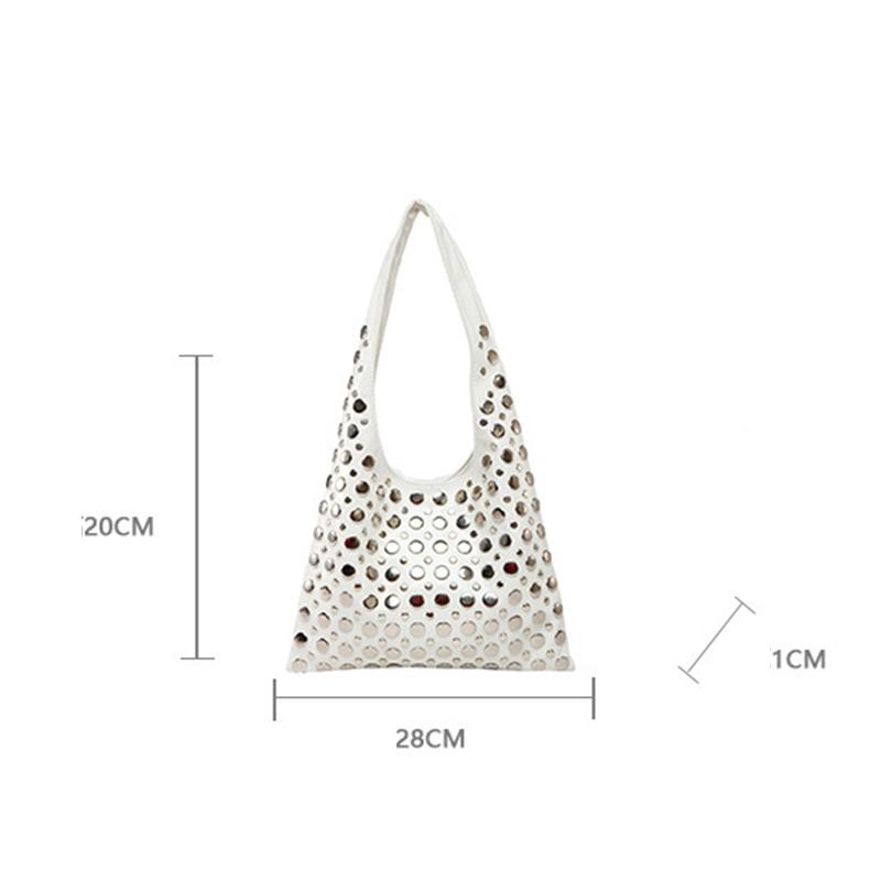 Summer Rivet Shoulder Bag Brand Fashion High-end PU Leather Versatile Solid Color Commuter Totes Women Bucket Underarm Bag