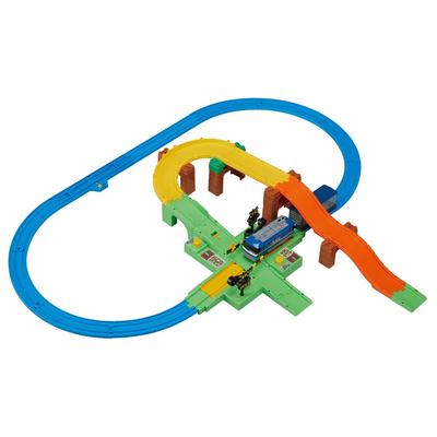 Play with Plarail Level Crossing Freight Train Set Let's Tomica! &