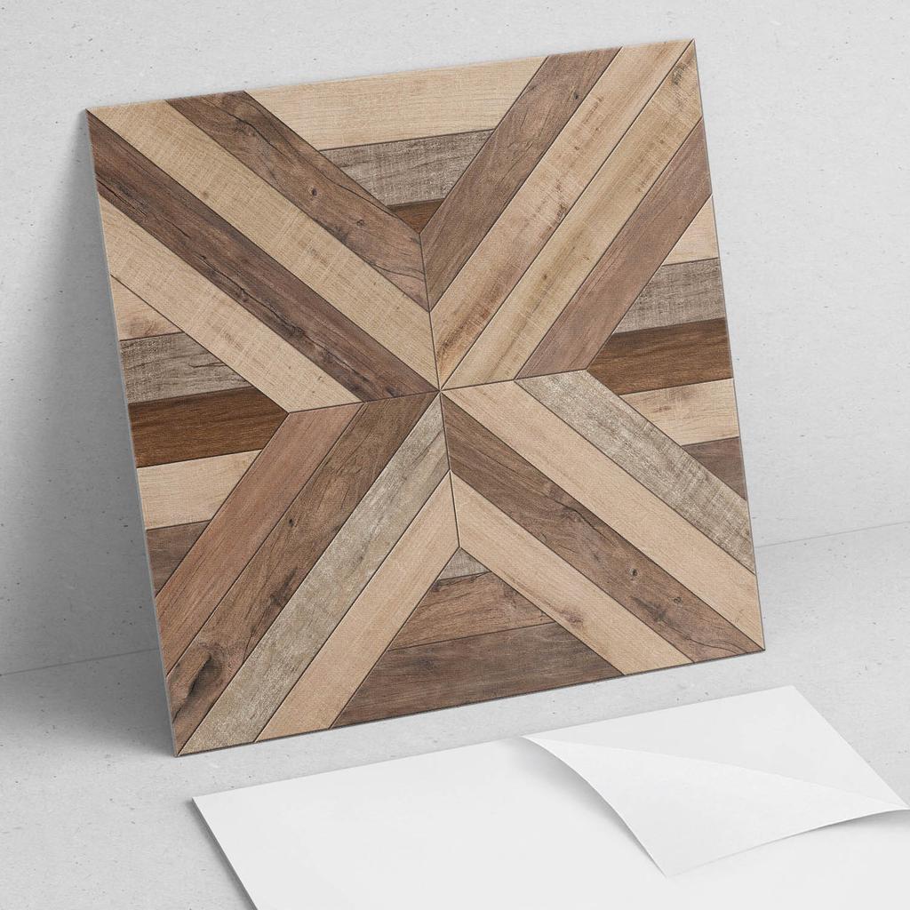 Adhesive PVC Tiles With Motif Ideal for Hallway Wood Panel Pattern 20X20X20 Cm