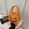 Halloween bag 2025 new contrasting color women's bag simple shoulder small round bag funny pumpkin bag women's bag