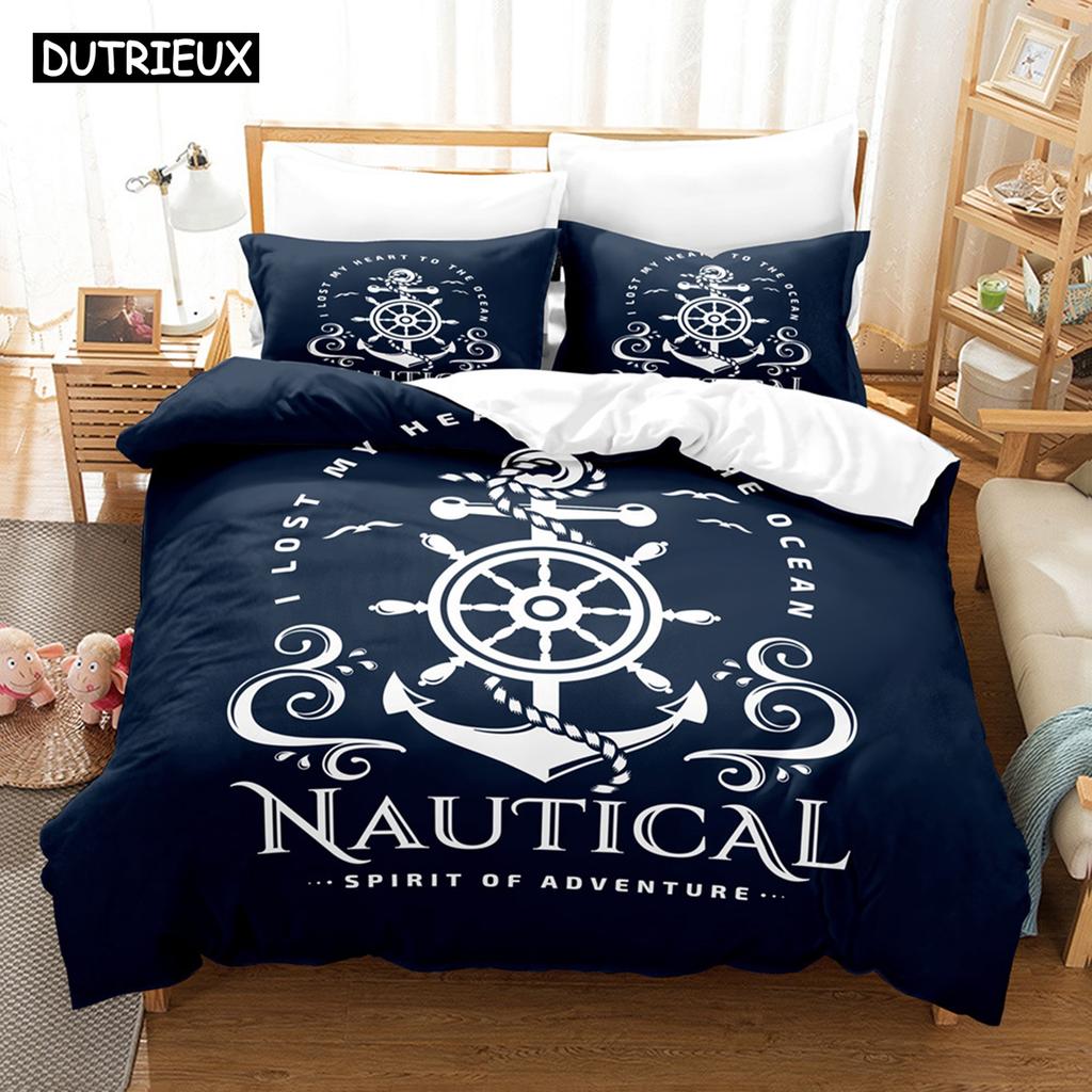 Nautical Ocean Anchor Bedding Sets 2022 Ocean Spirit Duvet Cover Bedding Set King Queen Bed Linen With Pillowcase Bedclothes