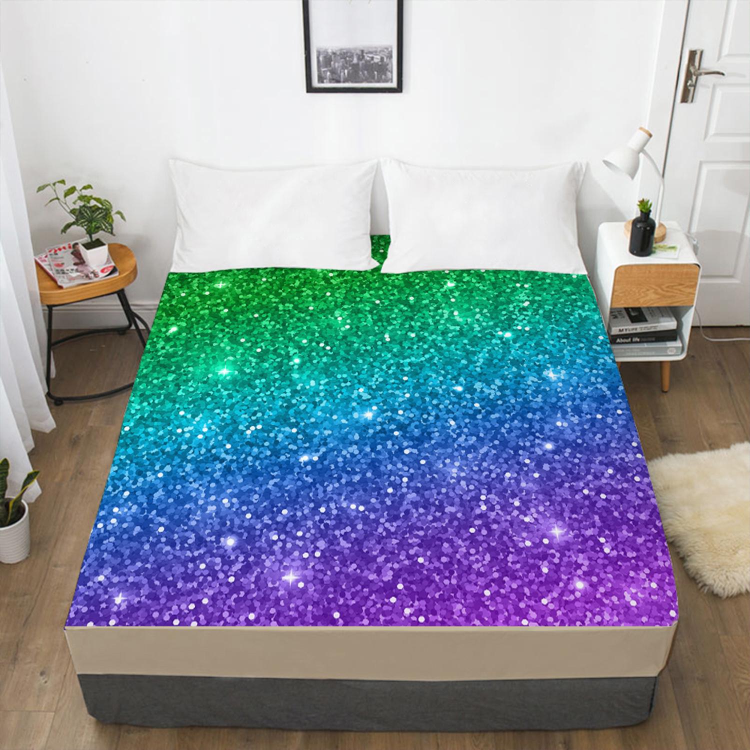 Модный домашний градиент цвета 3D-печатный узор простыня на резинке чехол для матраса — фото 9