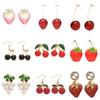 Sterling Silver Needle Earrings: Summer Sweet Strawberry, Cherry & Grape - Cute, Fresh, Versatile Ear Accessories