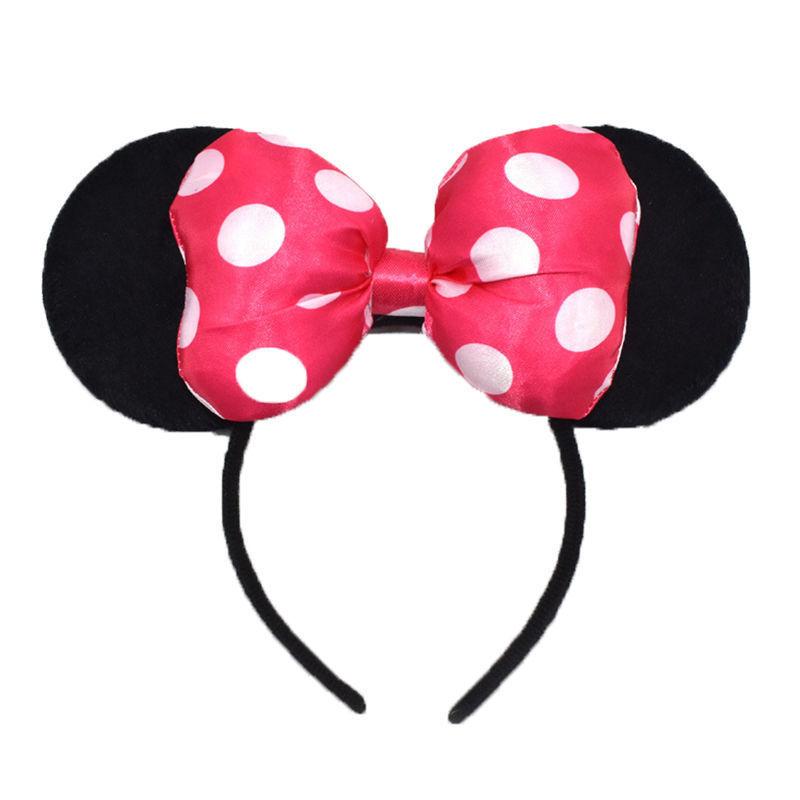 Handmade Mouse Ears Headband for Women and Girls Polka Dot Bow Minnie Ears Costume Accessories Hair Hoop Party Headwear