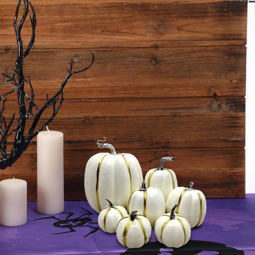 7 Pcs Pumpkin Model Artificial Crafts Fall Thanksgiving Party Decoration Halloween Pumpkin Set