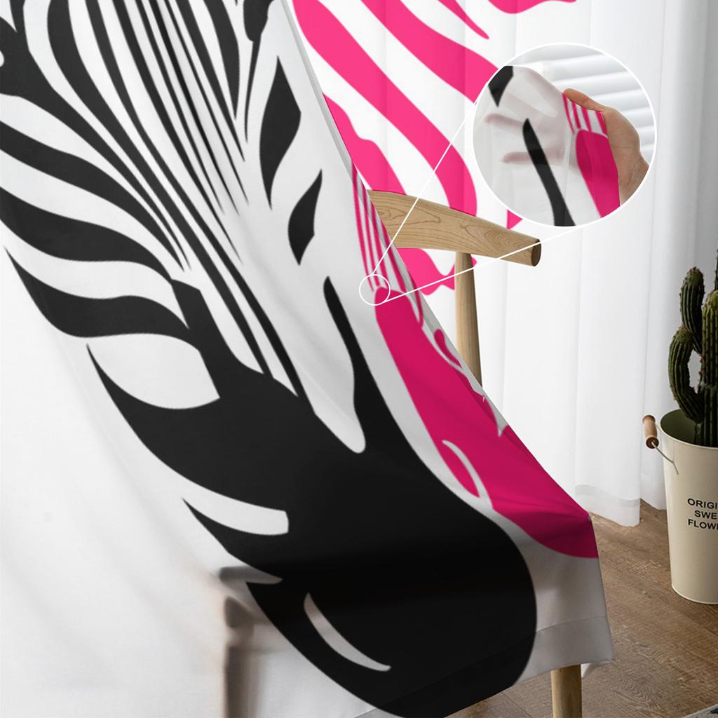 Djurrandigt Zebra Hjärtformat Tyllgardiner För Vardagsrum Genomskinlig Gardin Sovrum Voile Dekorativa Fönsterbehandlingar
