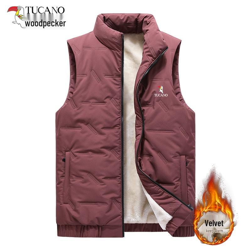 Woodpecker Men s 2026 Winter Lambswool Stand Collar Down Vest XL (approx. 130 lbs)