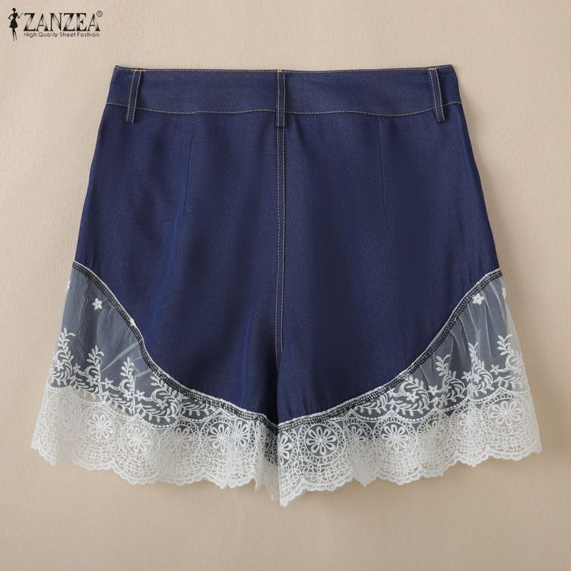 ZANZEA Women Summer Casual Lace Splice Short Pants