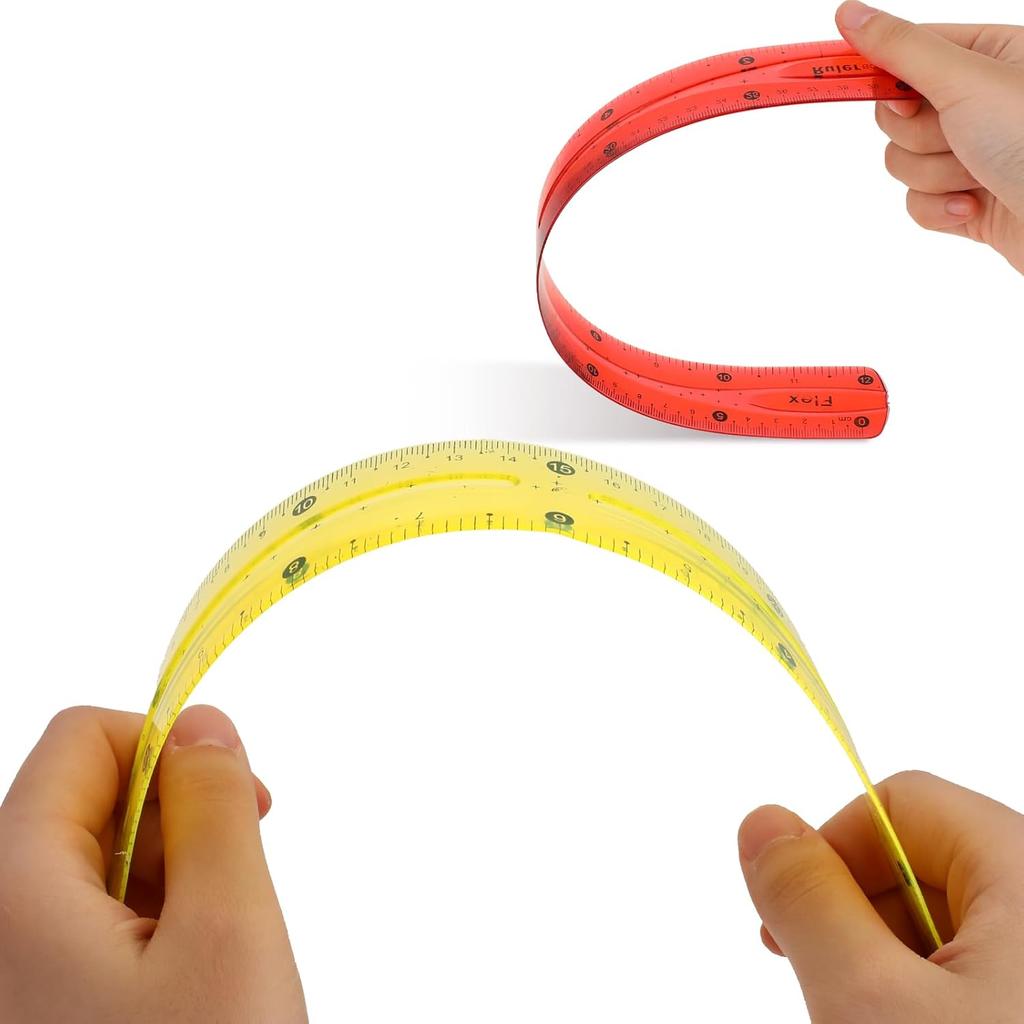 3Pcs Flexible Ruler, 12 Inch Translucent Plastic Rulers Shatterproof Bendy Rulers with Inches and Centimeters Soft Bendable Rulers for Kids Adults