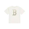 MLB T Shirts Unisex Cream White Crew Neck Moderate Straight Fit 3ATSM0863-43CRS