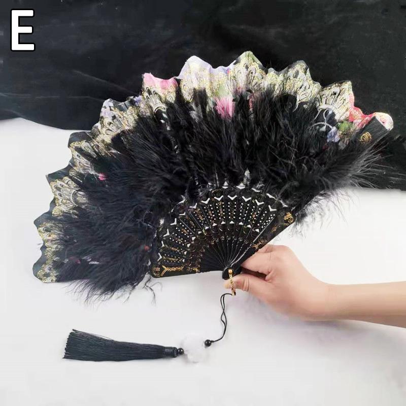 Ventaglio Con Piume E Pizzo Nero Vintage 50cm - Accessorio Elegante Per Feste Anni '20, Cosplay, Matrimoni E Decorazioni