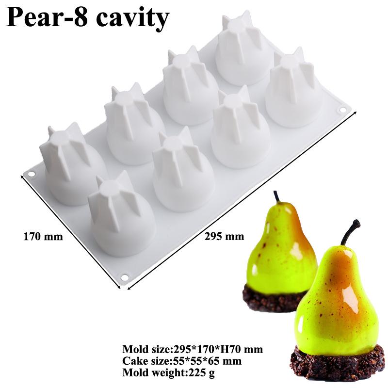 3D Pear French Mousse Cake Silicone Mold for DIY Desserts