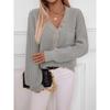 Women's Fall/Winter Knitwear Loose Pullover V-Neck Button Solid Color Sweater