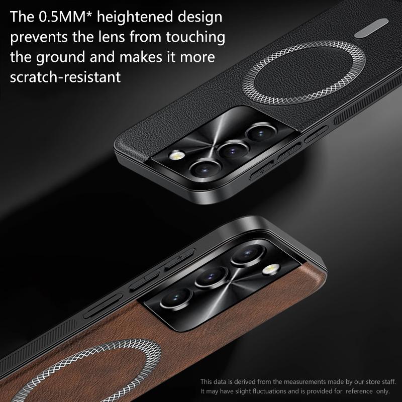 For Samsung Galaxy S22 Ultra Plus Case Magnetic Elegant Leather Wear-Resistant Lens Fully Covered Non-Slip Grip Edge Cover Shell