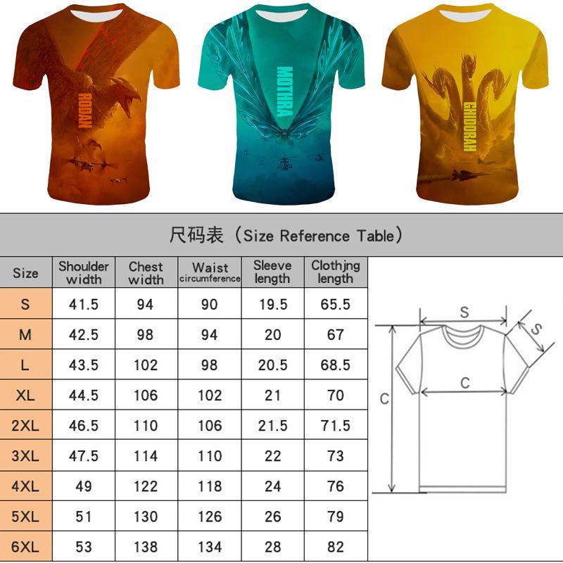 Godzilla King Of The Monster Men Short Sleeve Tops 3d Print Casual T-shirt Tee