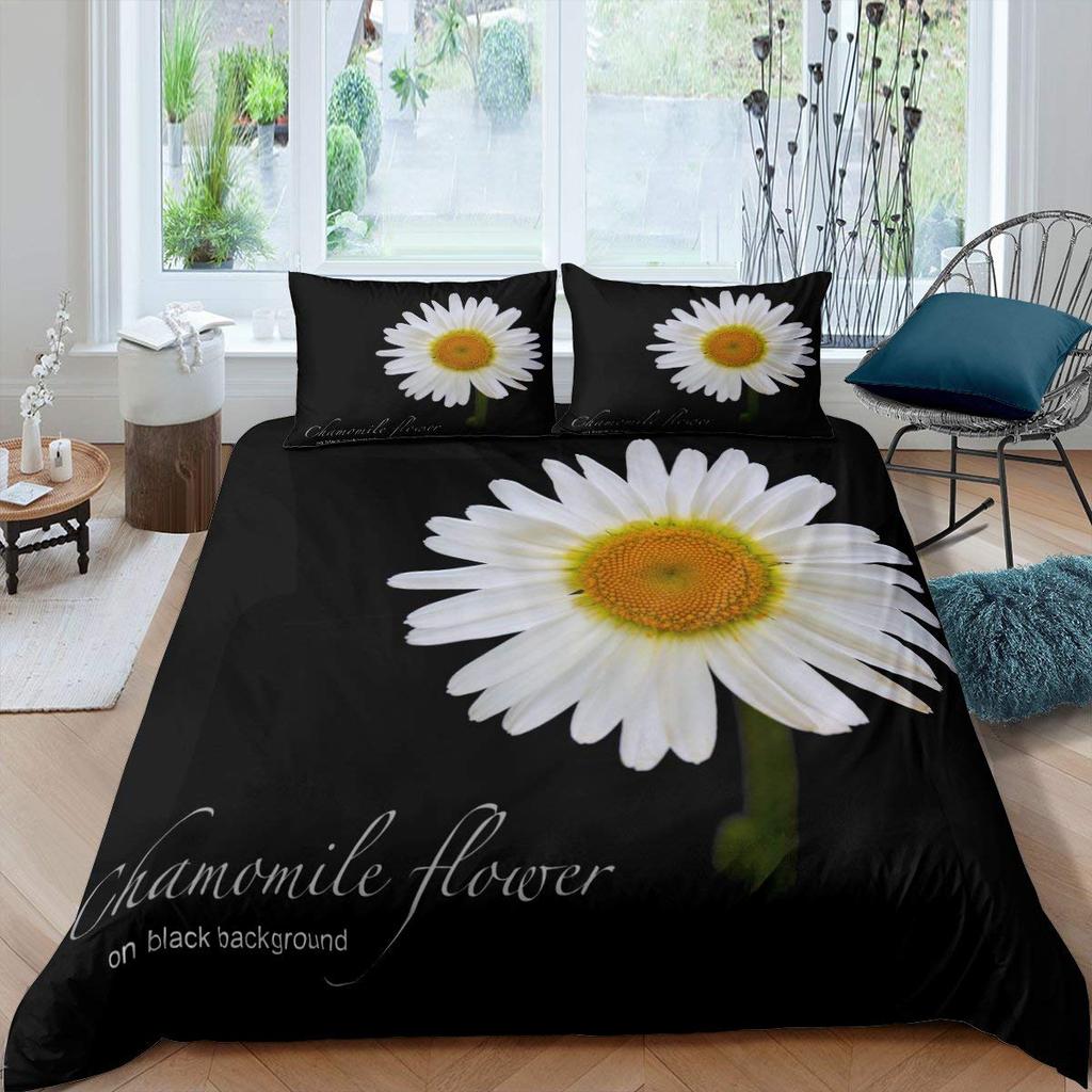 Gelbe Gänseblümchen Bettbezug Set Niedliches Blumen Bettwäsche Set Für Kinder Kind Mädchen Gartenblumen King Bettdeckenbezug Mit Kissenbezug