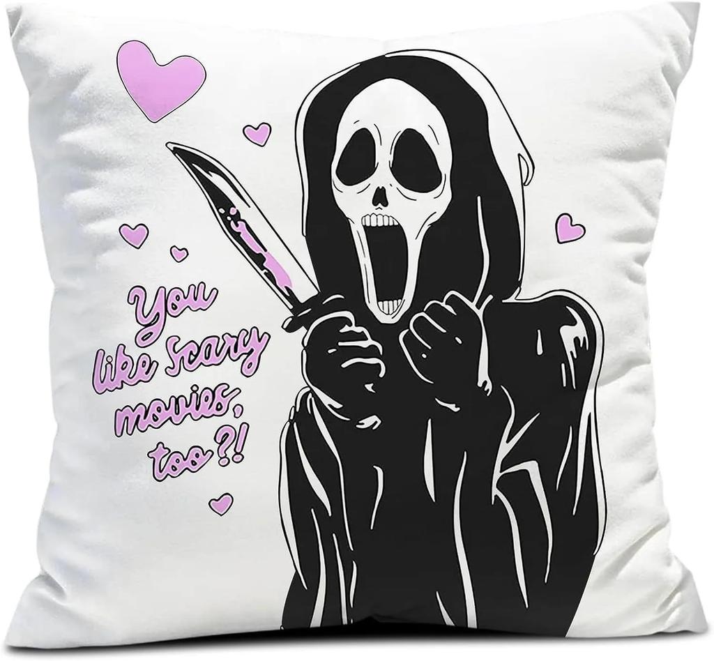 Halloween Party Decoration Cushion Cover Horror Grimace Cushion Cover Suitable For Family Living Room Sofa Room Decoration