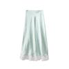 Interpret Beauty Elegant French Satin Midi Skirt for Women - Spring 2025 Collection C3582