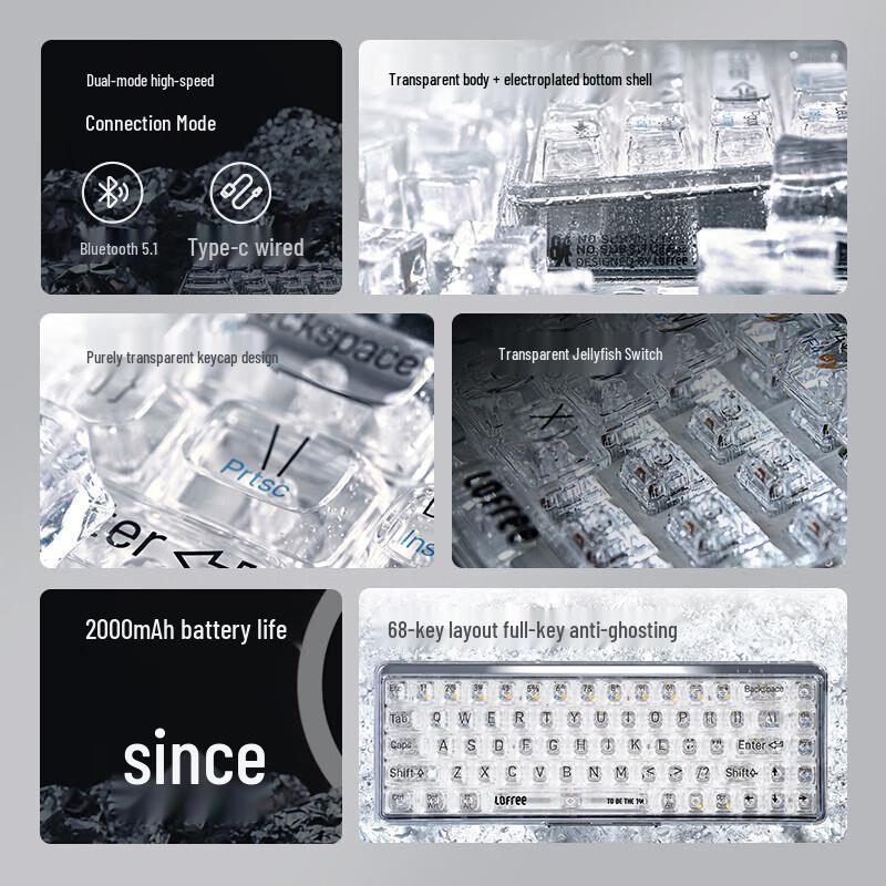 Lofree Transparent 1% Dual-Mode Mechanical Keyboard