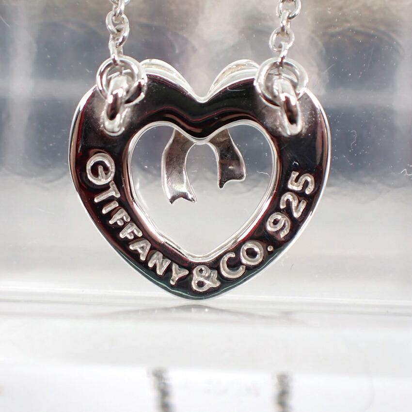 [Folosit] TIFFANY/Tiffany 925 Pandantiv/Colier Inimă Panglică [g349-58]