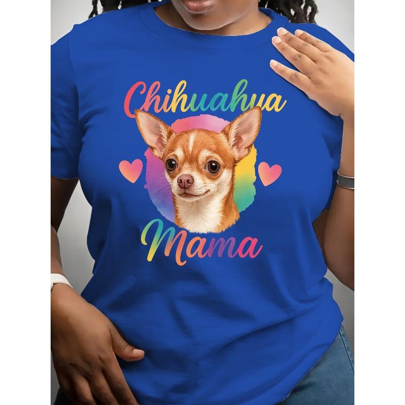 [Chihuahua Mom Theme] Casual Short-Sleeve Tops for Women Featuring A Chihuahua Mom Theme - Perfect for Spring and Summer Wear