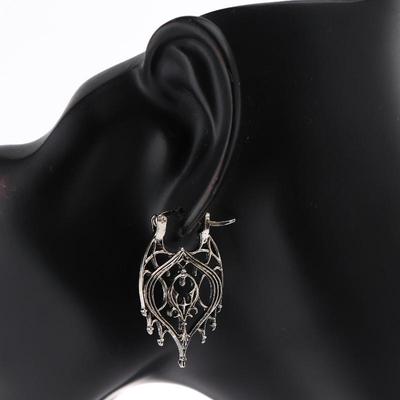 Retro National Style Metal Hollow Pendant Earrings For Women Bohemian Carved Earrings Wedding Party Jewelry Gift